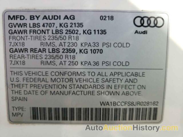 AUDI Q3 PREMIUM, WA1BCCFS8JR028162