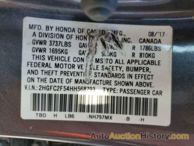 HONDA CIVIC LX, 2HGFC2F54HH568793