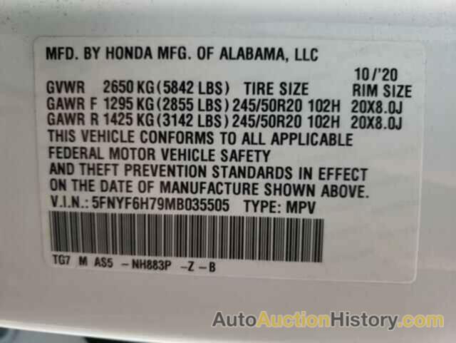 HONDA PILOT BLACK, 5FNYF6H79MB035505