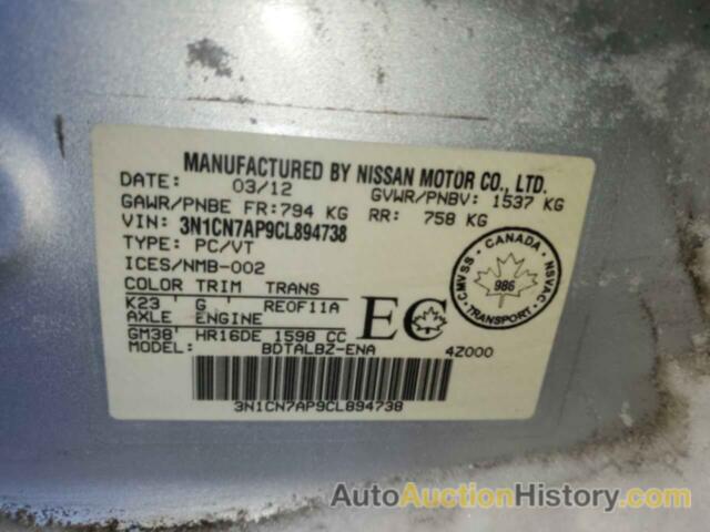 NISSAN VERSA S, 3N1CN7AP9CL894738