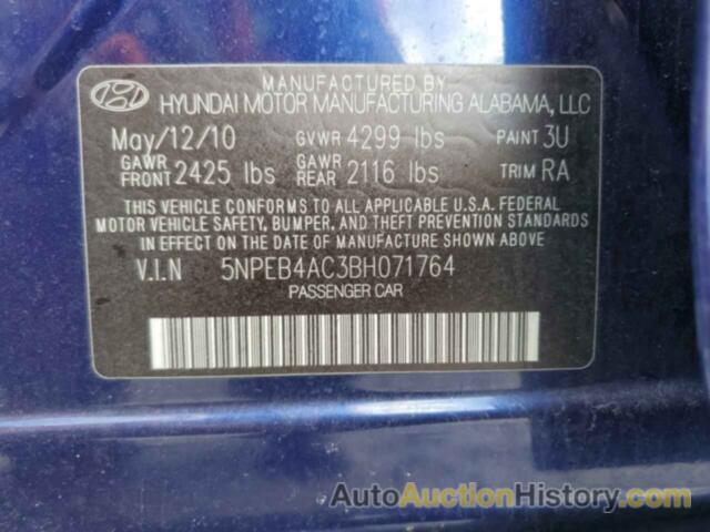 HYUNDAI SONATA GLS, 5NPEB4AC3BH071764