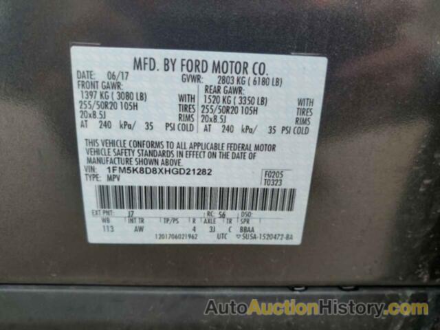 FORD EXPLORER XLT, 1FM5K8D8XHGD21282