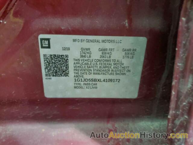 CHEVROLET SONIC LT, 1G1JD5SBXL4109172