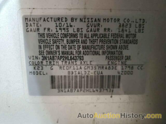 NISSAN SENTRA S, 3N1AB7AP2HL643793