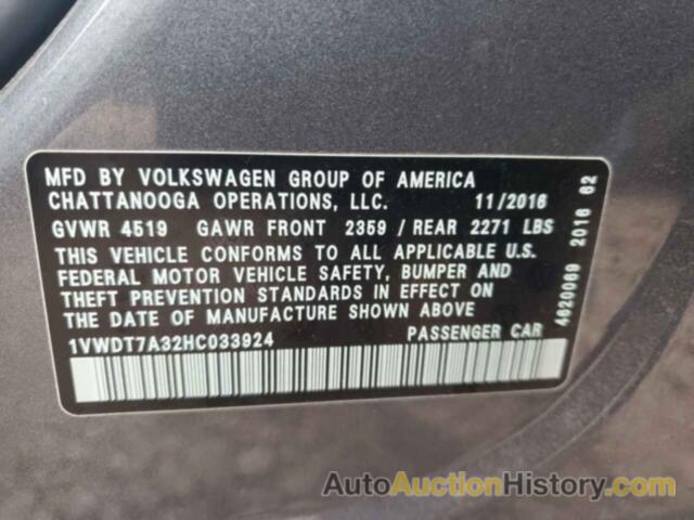 VOLKSWAGEN PASSAT R-LINE, 1VWDT7A32HC033924