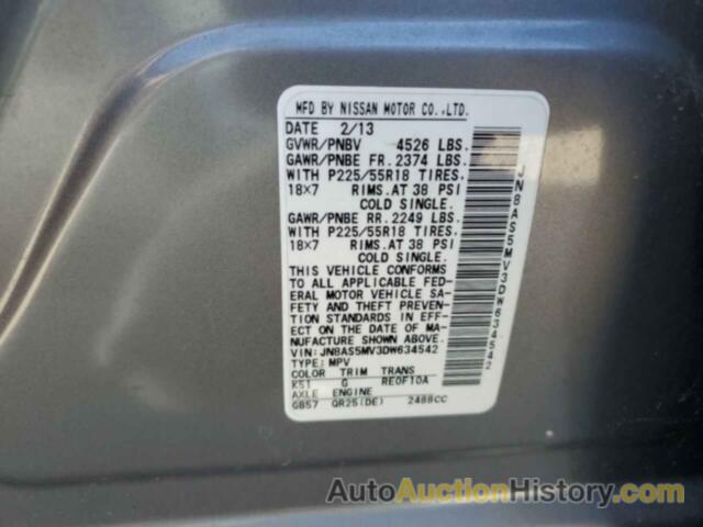 NISSAN ROGUE S, JN8AS5MV3DW634542