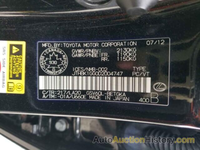 LEXUS ES350 350, JTHBK1GG0D2004747