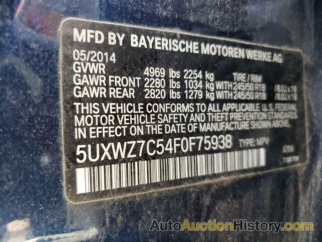 BMW X3 SDRIVE28I, 5UXWZ7C54F0F75938