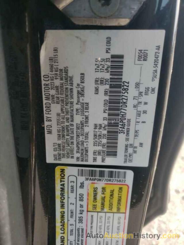 FORD FUSION SE, 3FA6P0H77DR275822