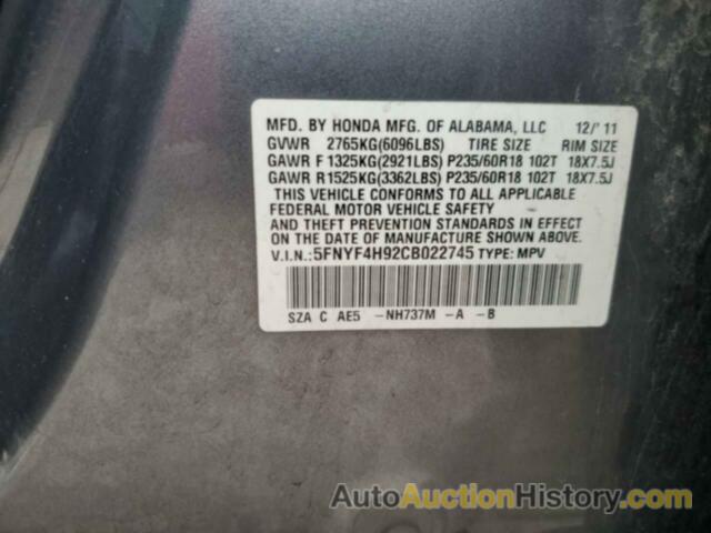 HONDA PILOT TOURING, 5FNYF4H92CB022745