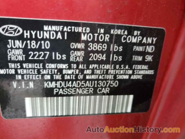 HYUNDAI ELANTRA BLUE, KMHDU4AD5AU130750