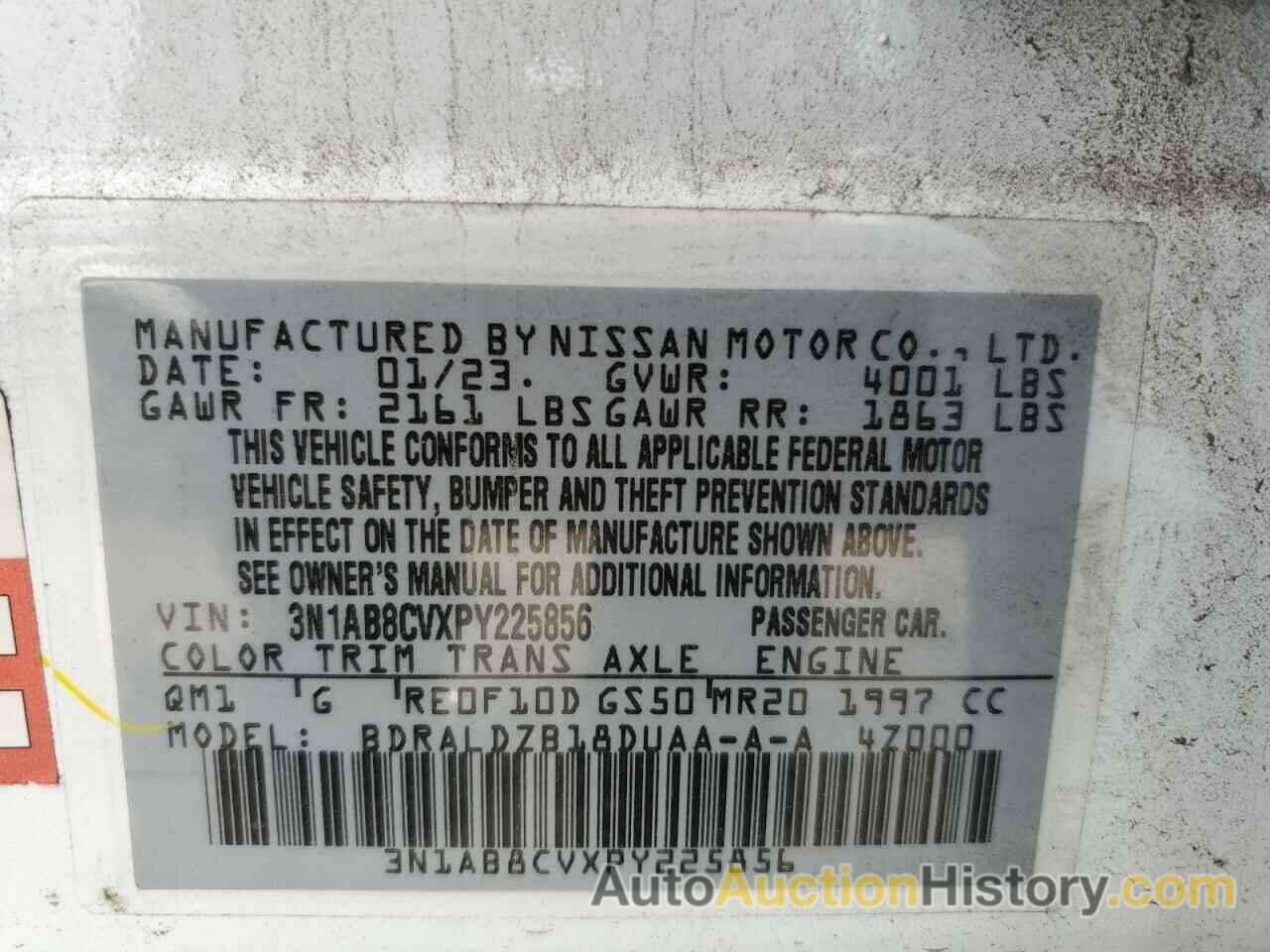 NISSAN SENTRA SV, 3N1AB8CVXPY225856