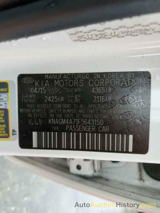 KIA OPTIMA LX, KNAGM4A71F5643150