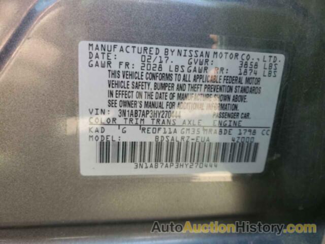 NISSAN SENTRA S, 3N1AB7AP3HY270444