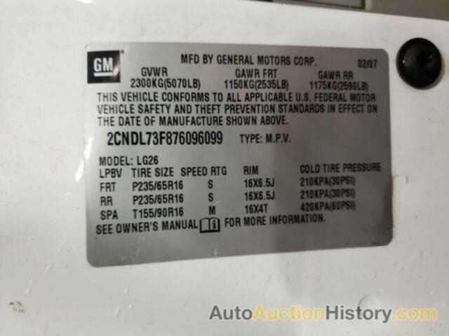 CHEVROLET EQUINOX LT, 2CNDL73F876096099