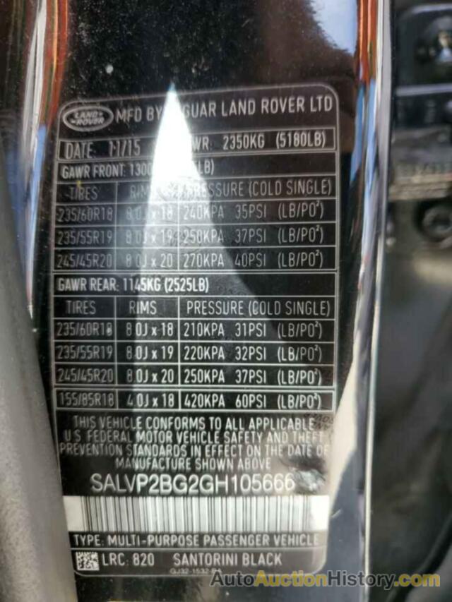 LAND ROVER RANGEROVER SE, SALVP2BG2GH105666