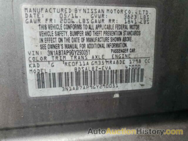 NISSAN SENTRA S, 3N1AB7AP9GY290051