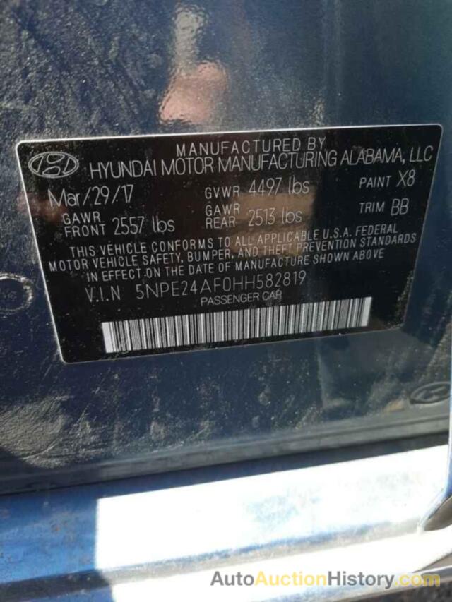 HYUNDAI SONATA SE, 5NPE24AF0HH582819