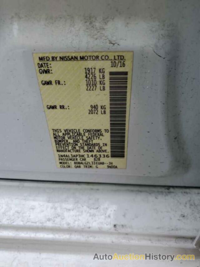 NISSAN ALTIMA 2.5, 1N4AL3AP3HC146336