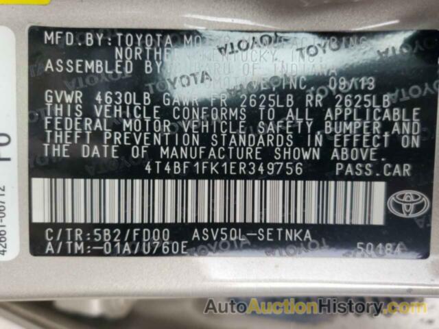 TOYOTA CAMRY L, 4T4BF1FK1ER349756