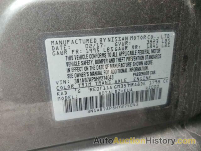 NISSAN SENTRA S, 3N1AB7AP5HY274043