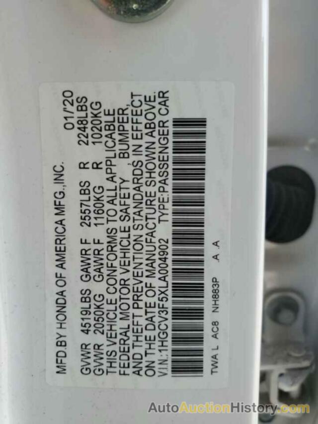 HONDA ACCORD HYBRID EXL, 1HGCV3F5XLA004902