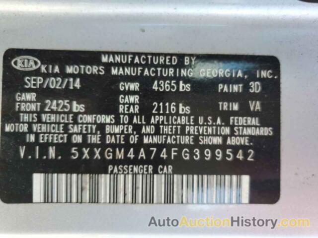 KIA OPTIMA LX, 5XXGM4A74FG399542