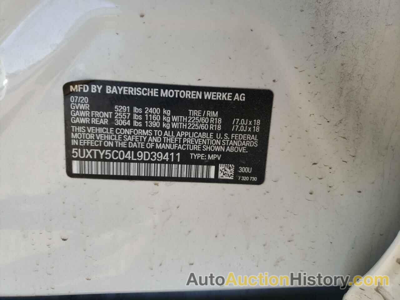 BMW X3 XDRIVE30I, 5UXTY5C04L9D39411