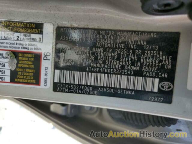 TOYOTA CAMRY L, 4T4BF1FK0ER372543