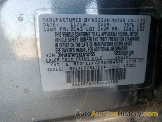 NISSAN SENTRA S, 3N1AB7AP2KL614155