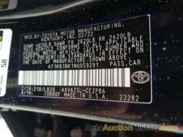 TOYOTA CAMRY XSE, 4T1K61BK1NU059291