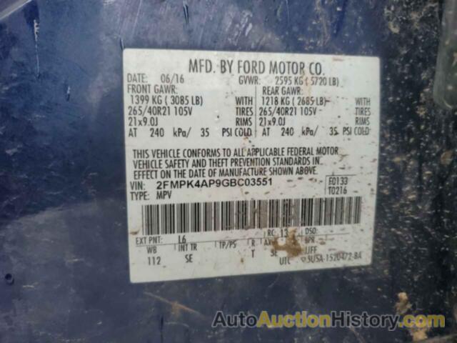 FORD EDGE SPORT, 2FMPK4AP9GBC03551