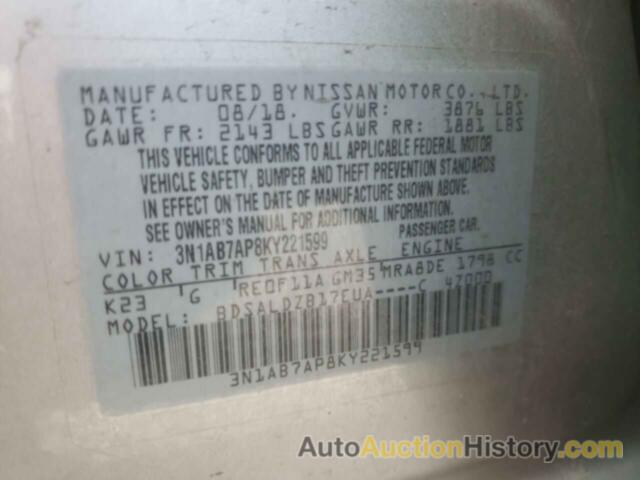 NISSAN SENTRA S, 3N1AB7AP8KY221599