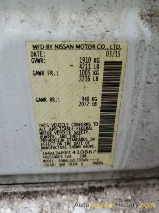 NISSAN ALTIMA 2.5, 1N4AL3AP0FC410867