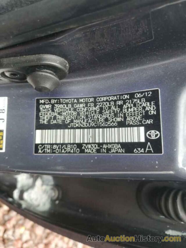 TOYOTA PRIUS, JTDKN3DU9C1562566