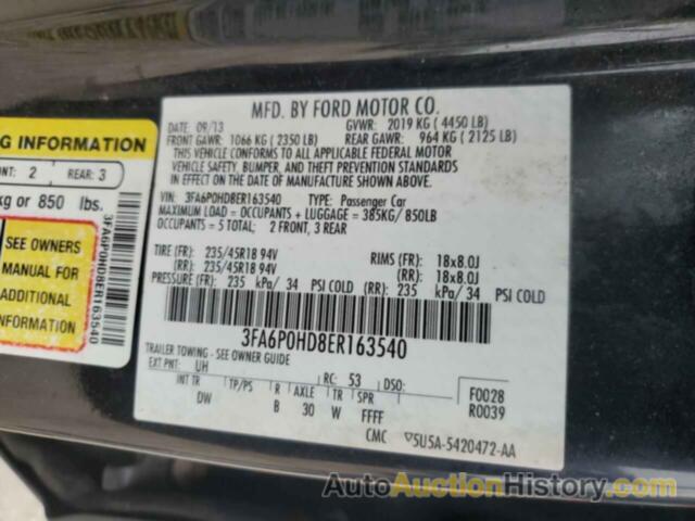 FORD FUSION SE, 3FA6P0HD8ER163540