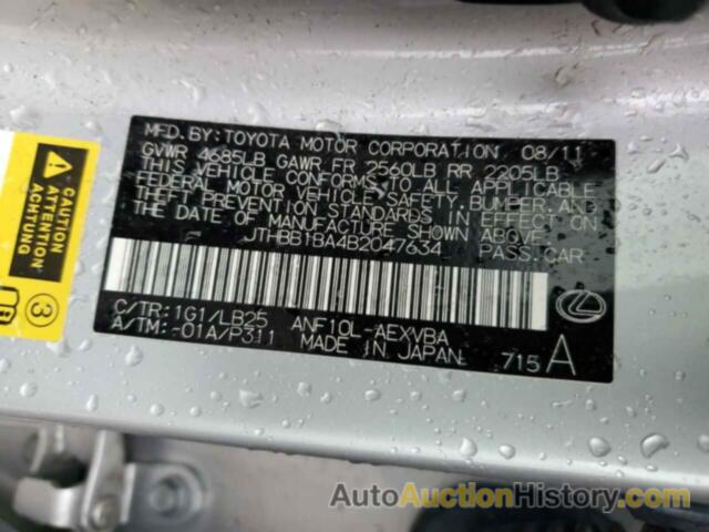 LEXUS HS 250H, JTHBB1BA4B2047634