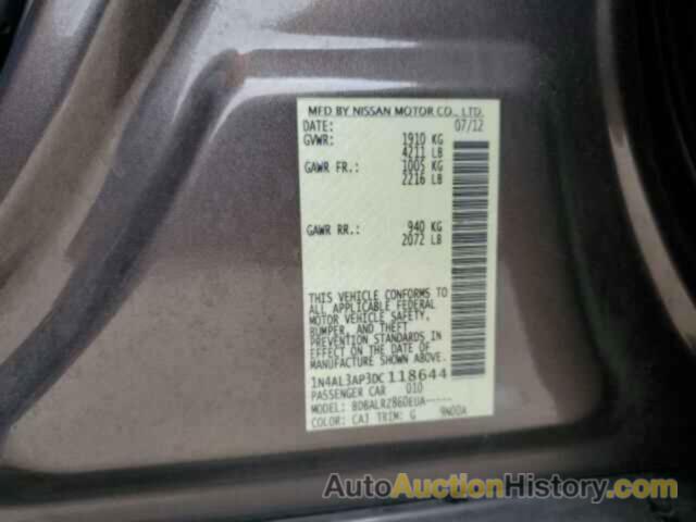 NISSAN ALTIMA 2.5, 1N4AL3AP3DC118644