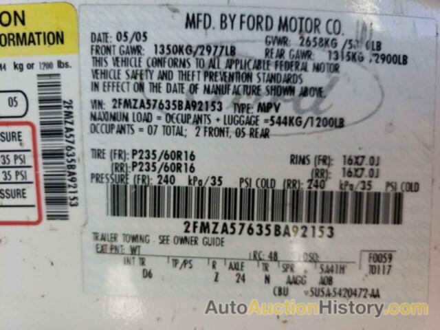 FORD FREESTAR SES, 2FMZA57635BA92153