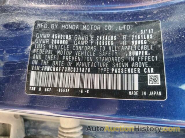 HONDA ACCORD TOURING HYBRID, JHMCR6F73HC021878