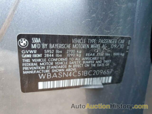 BMW 5 SERIES GT, WBASN4C51BC209657