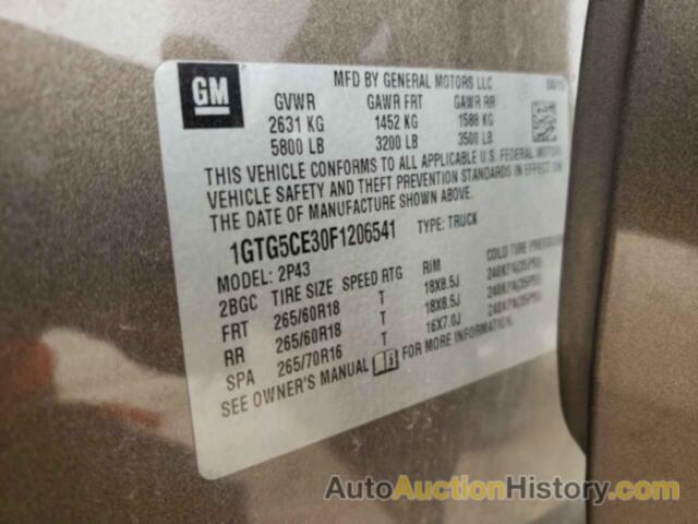 GMC CANYON SLT, 1GTG5CE30F1206541