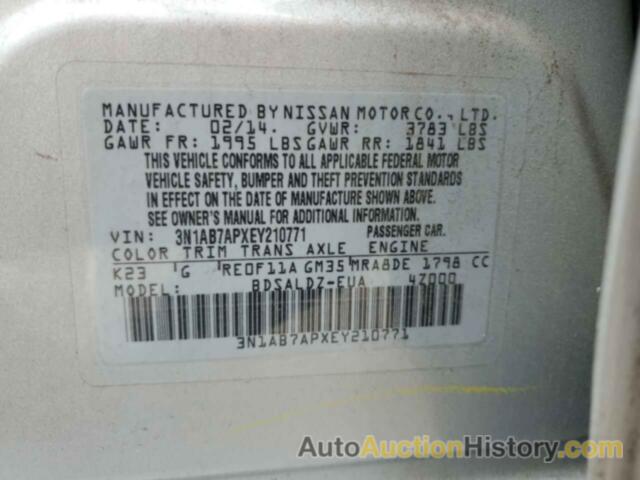 NISSAN SENTRA S, 3N1AB7APXEY210771