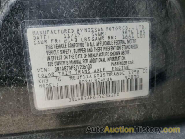 NISSAN SENTRA S, 3N1AB7AP8JY235100