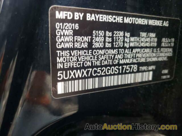 BMW X3 XDRIVE35I, 5UXWX7C52G0S17578