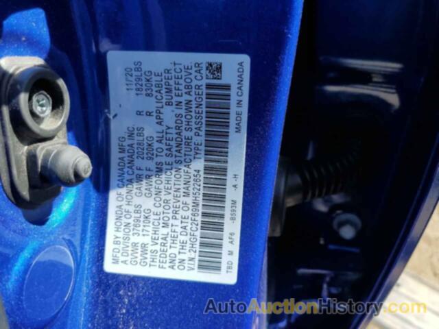 HONDA CIVIC LX, 2HGFC2F69MH522654