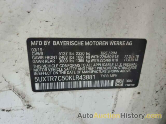 BMW X3 SDRIVE30I, 5UXTR7C50KLR43881