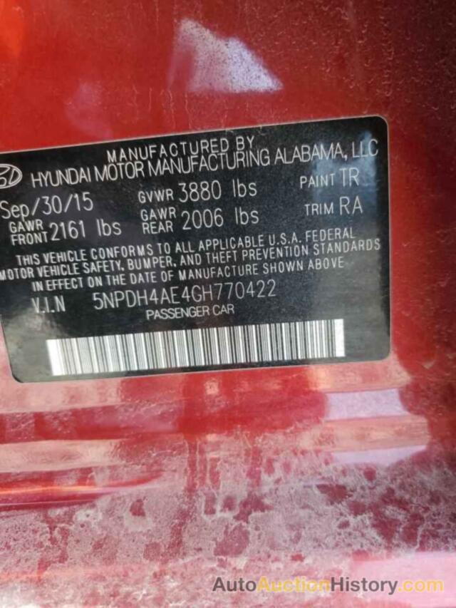 HYUNDAI ELANTRA SE, 5NPDH4AE4GH770422