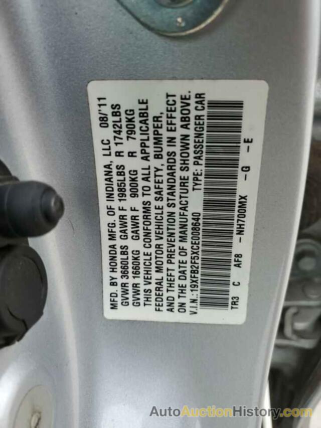 HONDA CIVIC LX, 19XFB2F5XCE008640