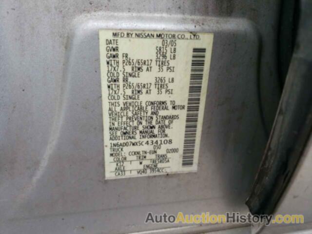 NISSAN FRONTIER CREW CAB LE, 1N6AD07WX5C434108